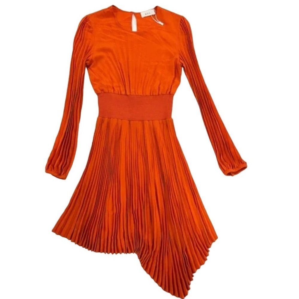 A.L.C. Orange Pleated Mini Dress